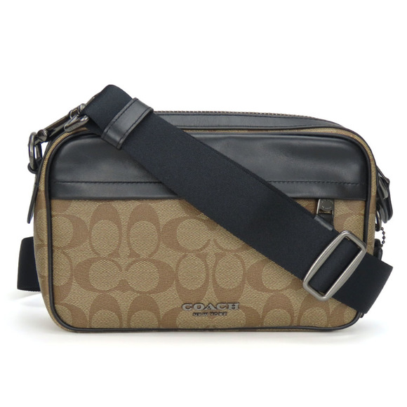 Coach Shoulder Bag F50715 Signature Leather Black Brown Women's Men's COACH